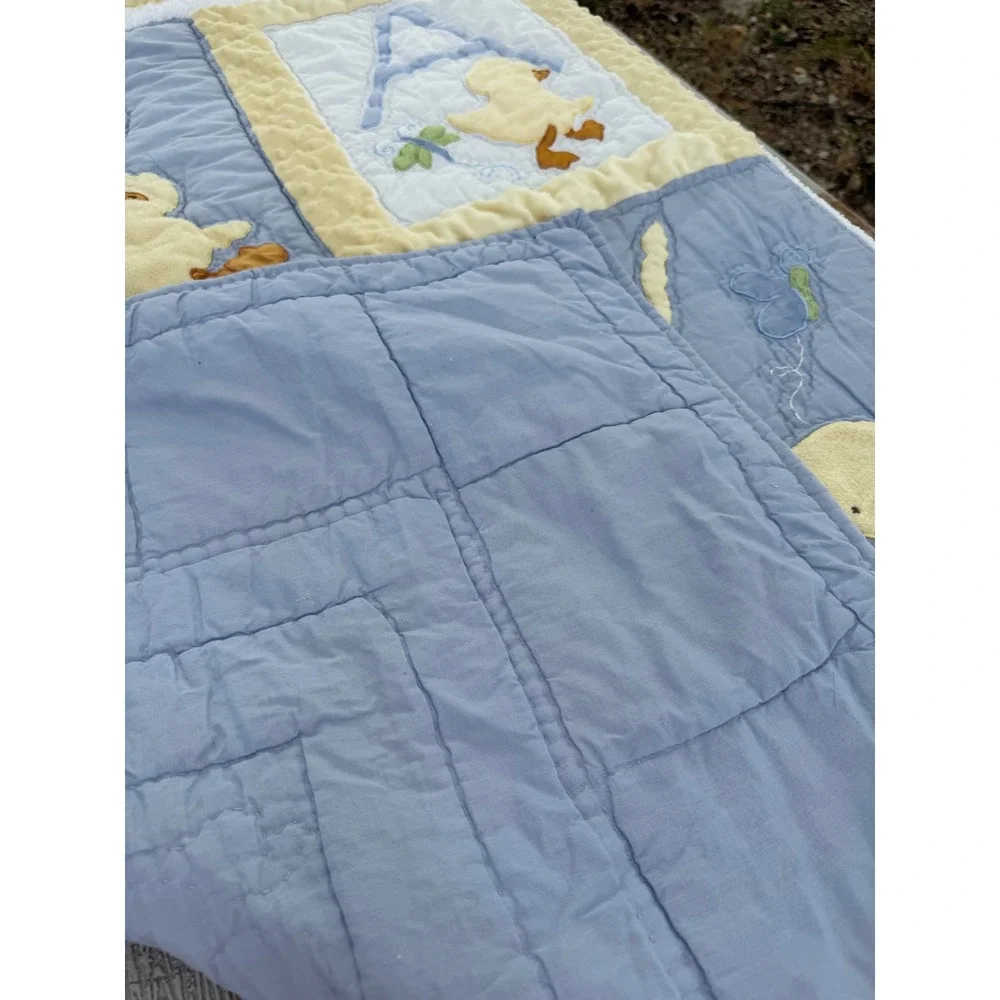 Handmade Baby Quilt Blue Yellow Minky Dot Duck Frog Alphabet Nursery Blanket